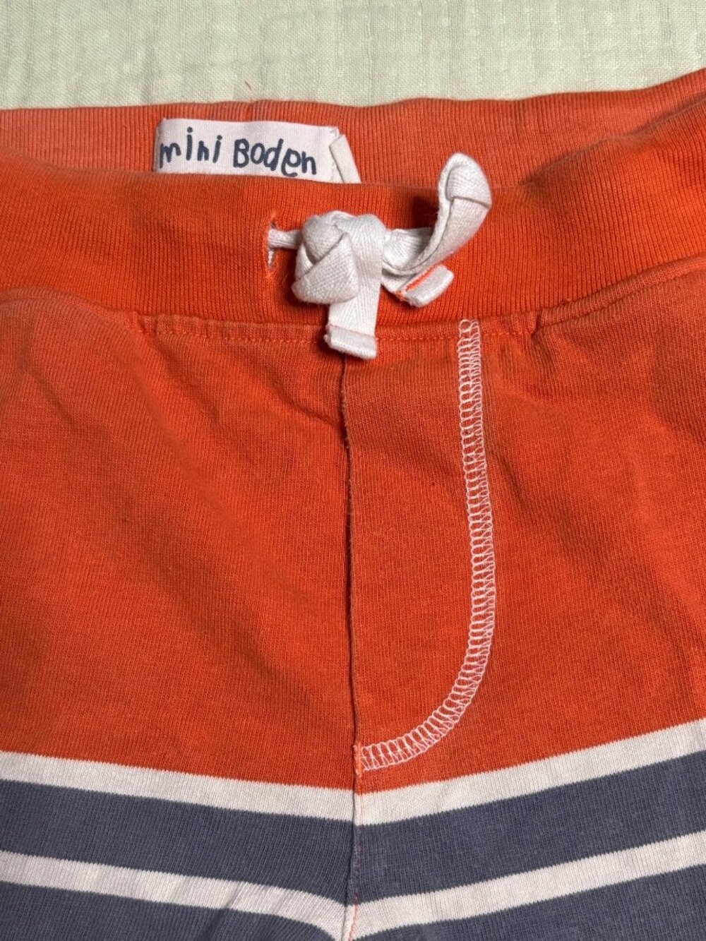 Mini Boden Boys Striped Shorts (Baggies) Orange & Grey Size 7Y Casual Elastic Wa - Picture 4 of 8